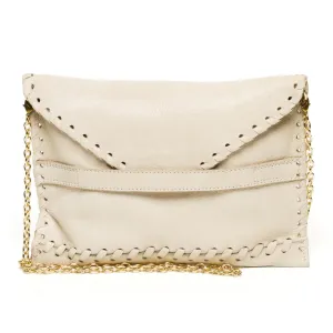 Polka Signature Leather Clutch - Sand