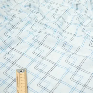 Printed Knits Design-17 Black Geometric On Sky Blue