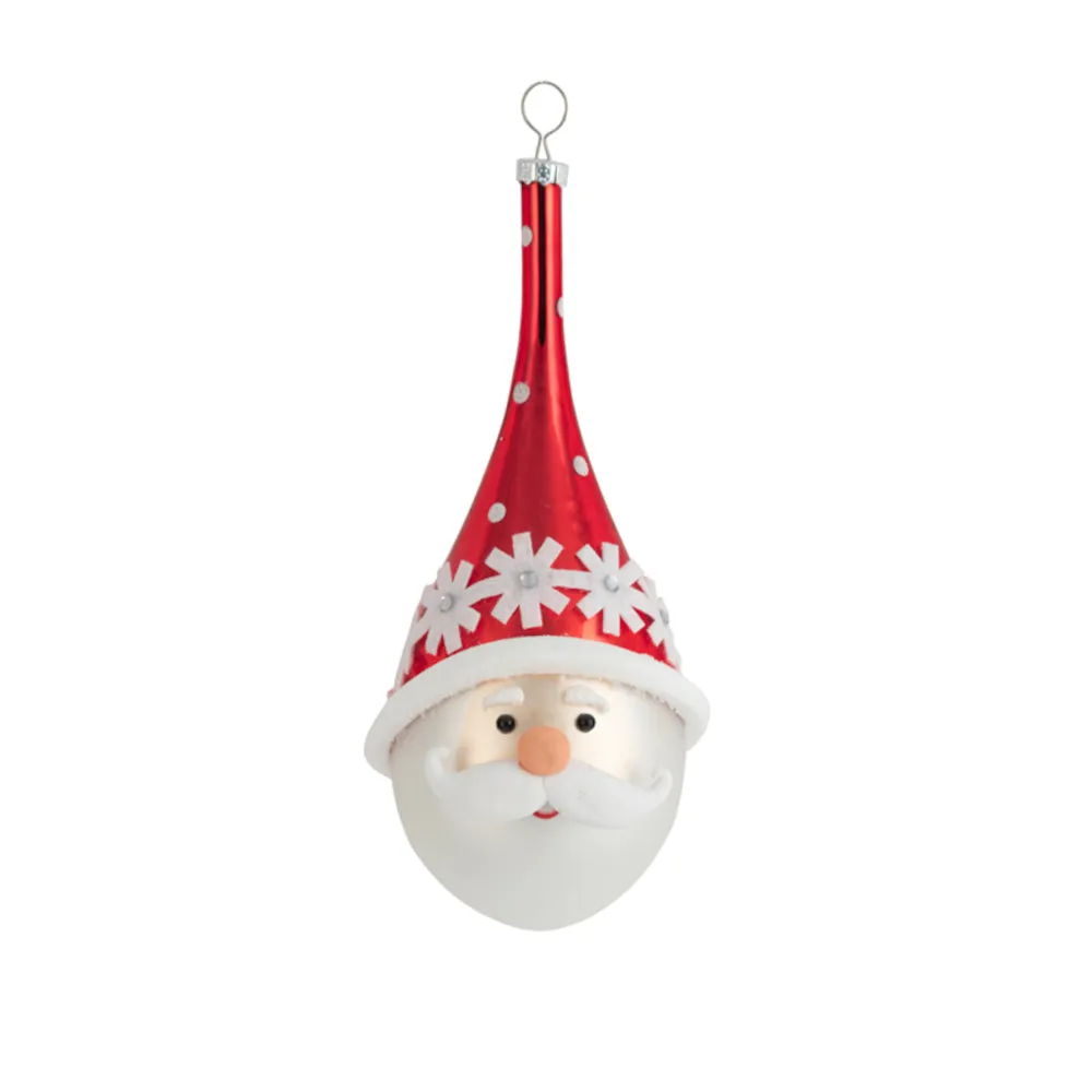 Pure Christmas Glass Santa Snow Cone Hat Christmas Ornament Red/White 17cm