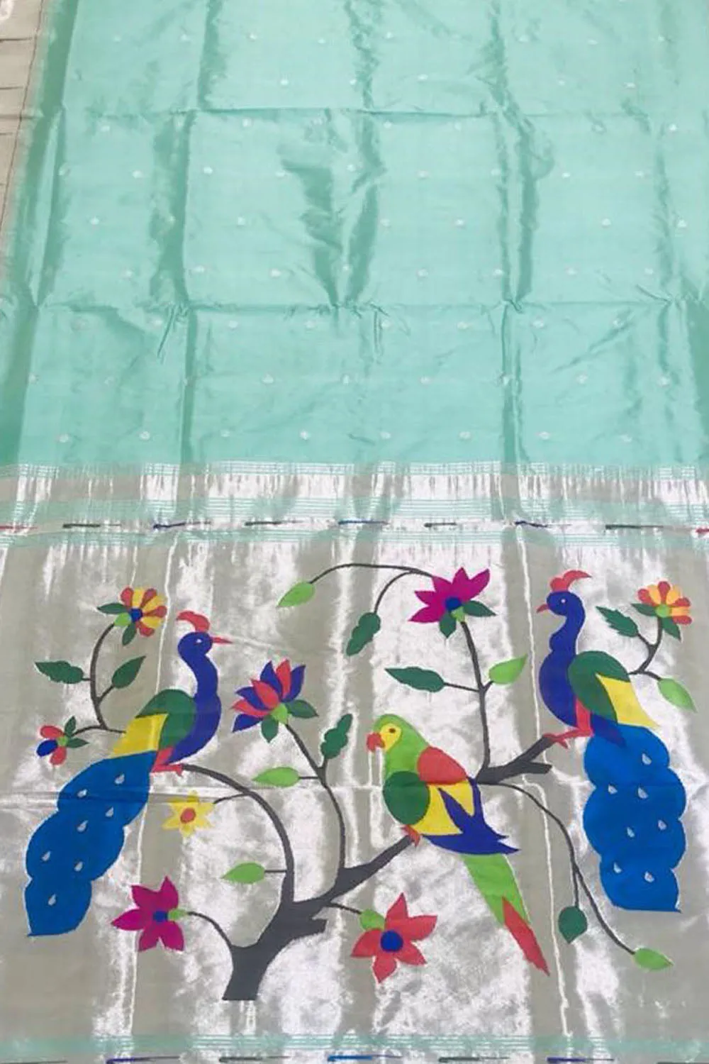 Pure Silk Blue Paithani Saree with Handloom Muniya Border - Elegant and Traditional