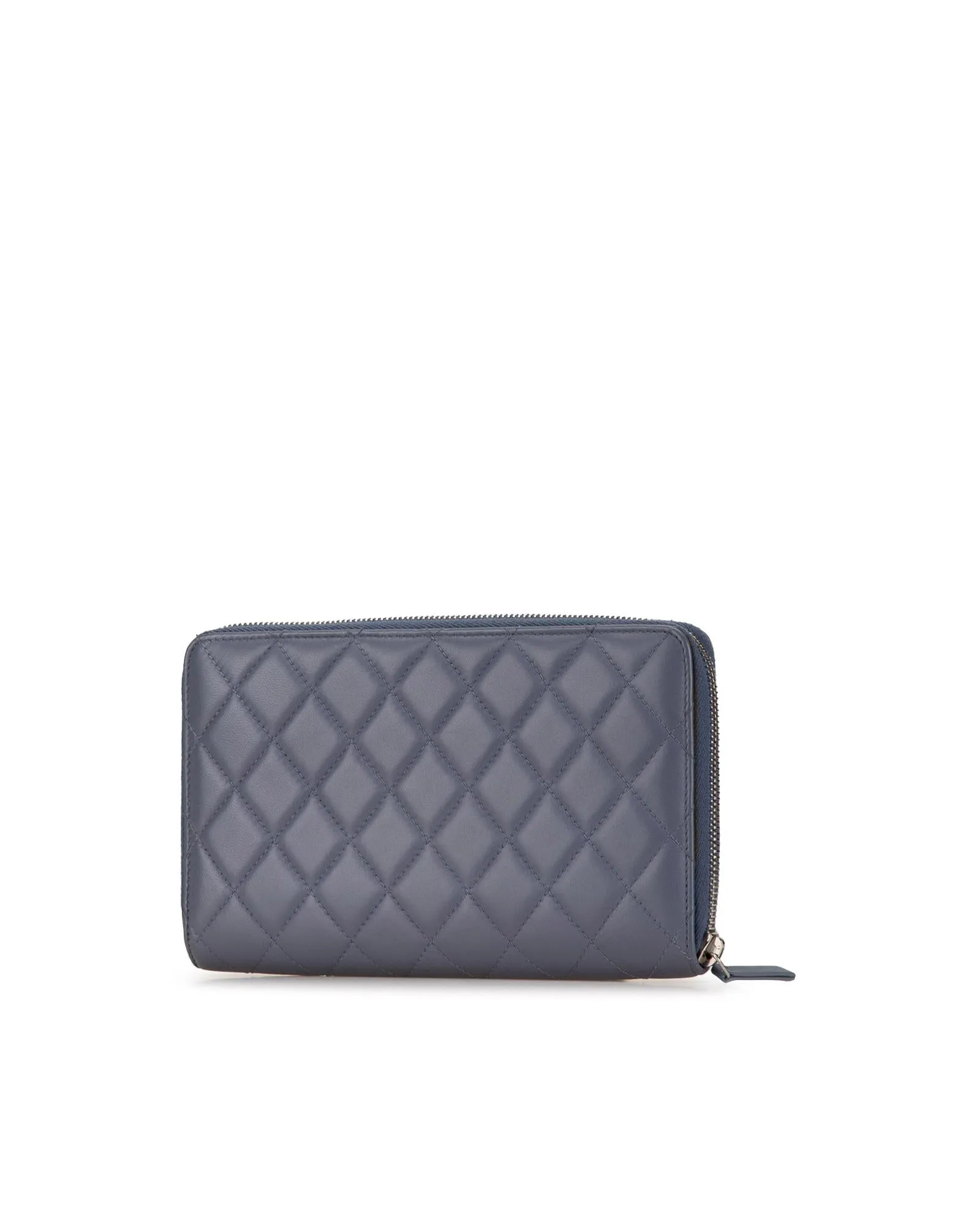 Quilted Lambskin Leather Zip Around Wallet