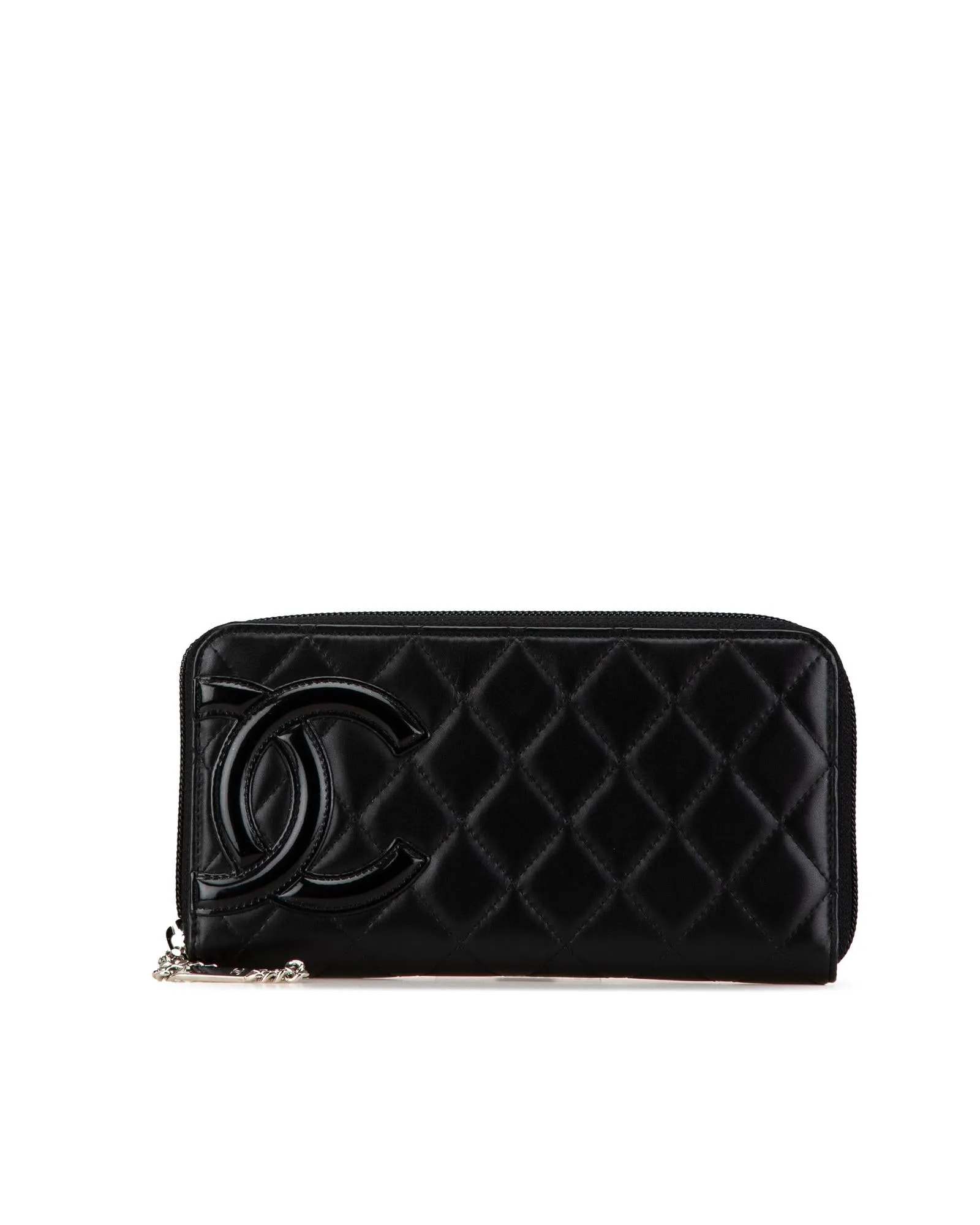 Quilted Lambskin Zip Around Long Wallet with Interior Pockets