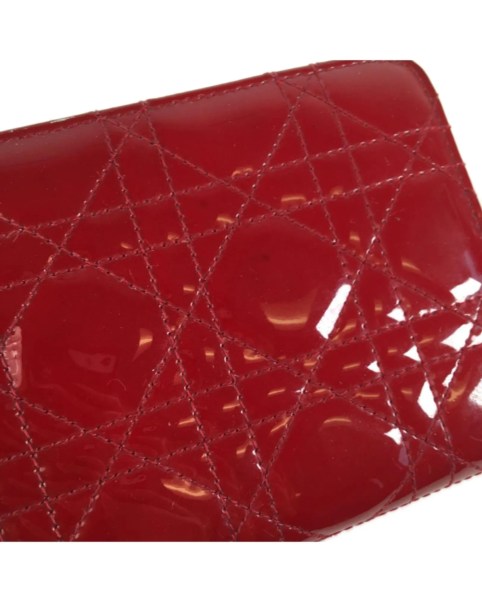 Quilted Patent Leather Zip Around Wallet with Interior Compartments