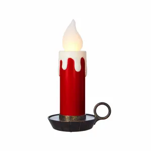 RAZ - Battery Operated Metallic Red Large Christmas Candle, 17.5"