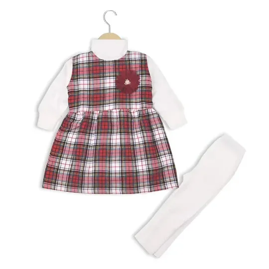 Red Woolen Girl's 3 Pc dress