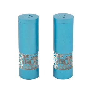 Salt & Pepper Shakers   Metal Cutout Jerusalem - Turquoise