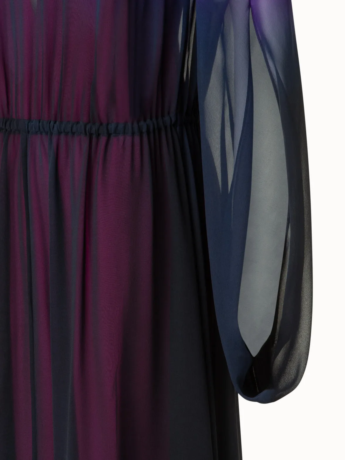 Semi-Sheer Silk Gown with Alta Magenta Print