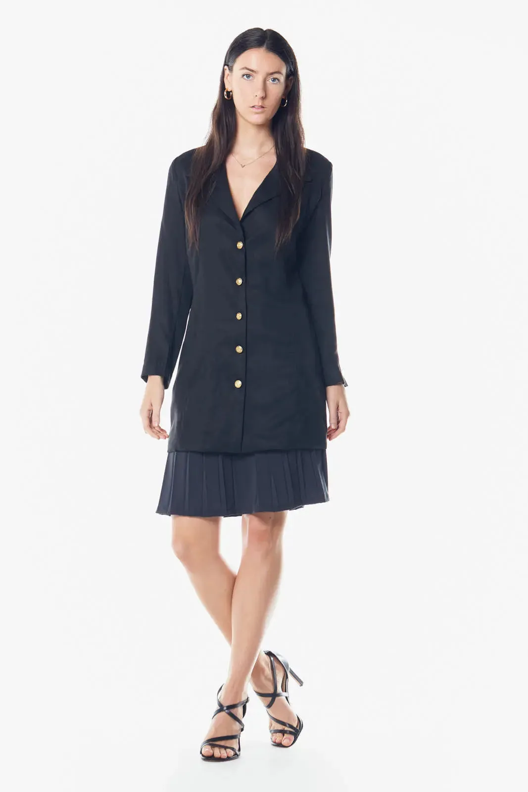 Sophisticated Black Longline Blazer Dress