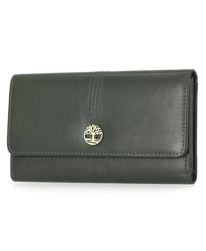 Timberland Women's Leather RFID Flap Wallet Clutch Organizer