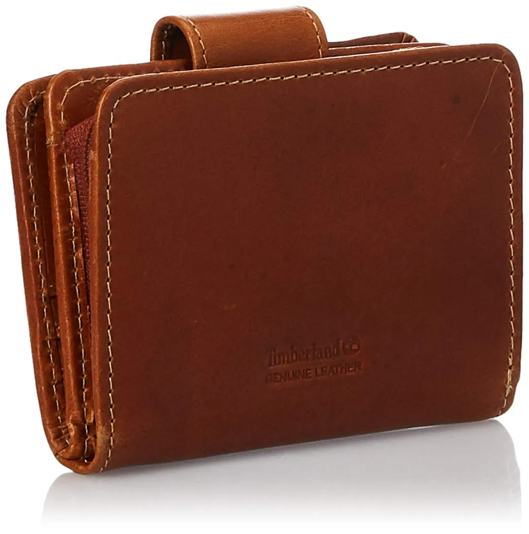 Timberland womens Leather RFID Small Indexer Wallet Billfold, Cognac, One Size US