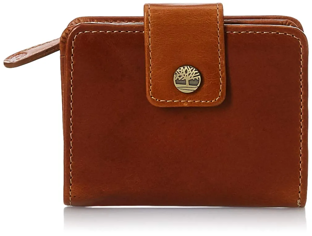 Timberland womens Leather RFID Small Indexer Wallet Billfold, Cognac, One Size US