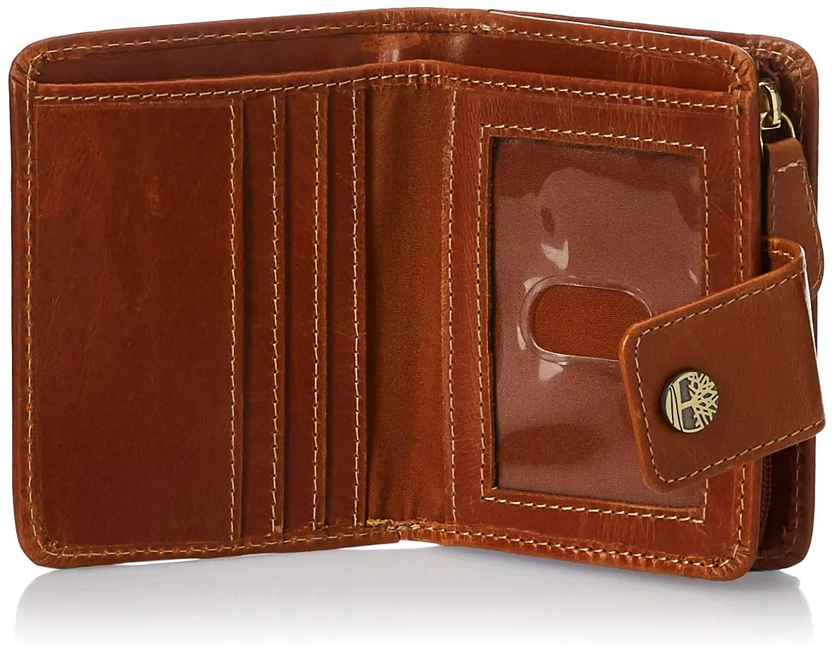 Timberland womens Leather RFID Small Indexer Wallet Billfold, Cognac, One Size US