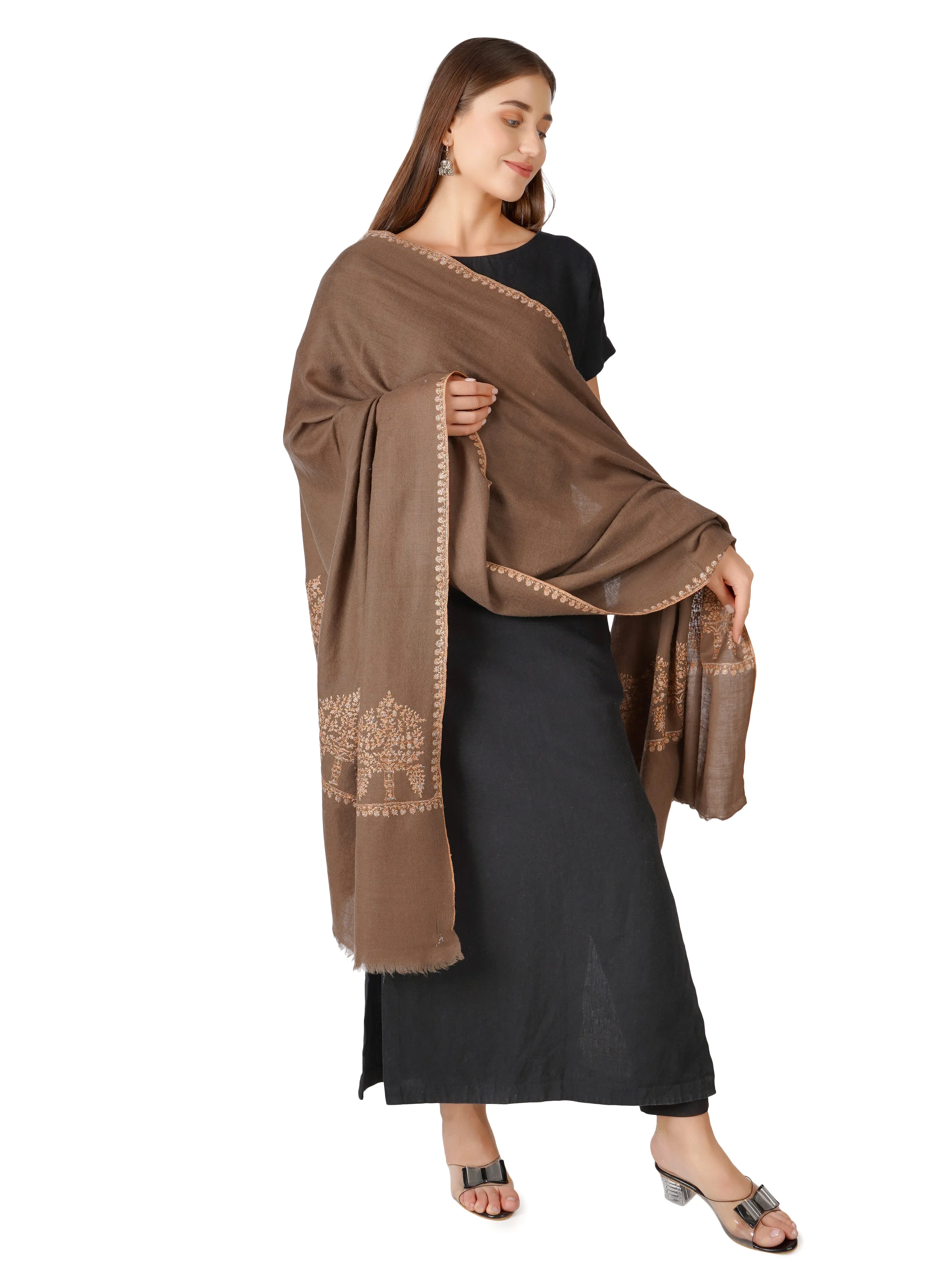 Traditional Pashmina Shawl – Classic Beauty - Brown