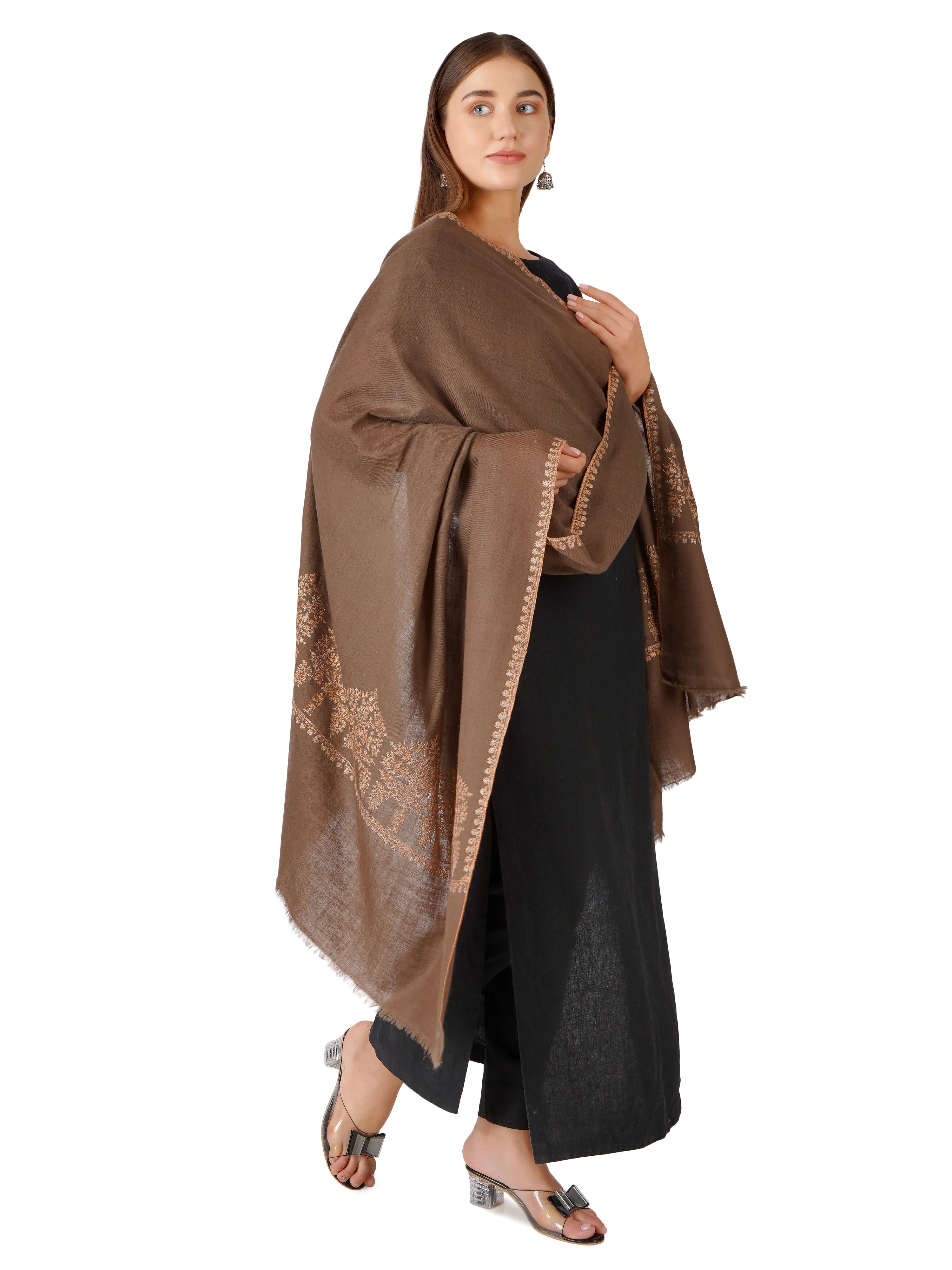 Traditional Pashmina Shawl – Classic Beauty - Brown