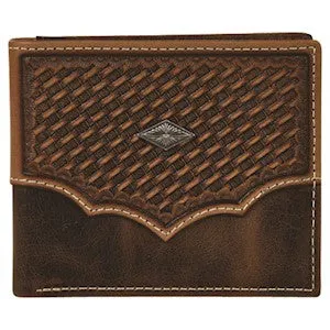 Trenditions Justin Men's Back Pocket Bifold Basket Weave Yoke Wallet