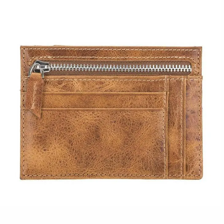 Tyler Men's Zip Leather Card Holder Tan