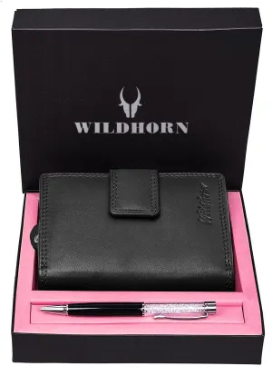 WILDHORN® Women's Leather Wallet and Pen Combo Set